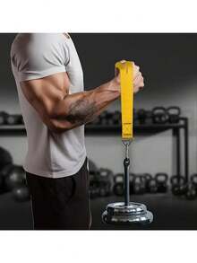 1PC Heavy-Duty Iron Wrist & Forearm Strength Training Device, Yellow, No Power Required, Fitness & Outdoor Equipment, Arm Strength Train Weight-Bearing Rope Rolling Arm Bicep Exercise Body-Building Wrist Strength Train Dumbbell Support Pronation Belt Arm-Wrestling Training Teres Pronator Quadratus Strengthening Hammer Curl Belt Lifting Strengthening,Grip Strength, Grip Power, Finger Strength, Arm Strength, And Strength Training Equipment