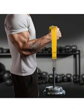 1PC Heavy-Duty Iron Wrist & Forearm Strength Training Device, Yellow, No Power Required, Fitness & Outdoor Equipment, Arm Strength Train Weight-Bearing Rope Rolling Arm Bicep Exercise Body-Building Wrist Strength Train Dumbbell Support Pronation Belt