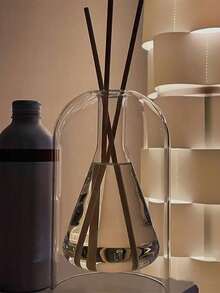 1pc 130ml Minimalist Style Glass Aromatherapy Diffuser Bottle, Simple Decorative Fragrance Diffuser Bottle With Rattan Sticks, Transparent Glass Essential Oil Bottle For Home Use