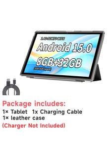 Coopers 10.1 Inch Android 15 Tablet With Protective Case, WiFi Tablet, RK3326S Quad-Core 1.6GHz/3GB RAM 32GB ROM/2.4G+5G WiFi+WiFi 6/BT 5.2/FHD IPS Touchscreen/2MP+5MP Dual Camera/6000mAh/Supports 1TB SD Expansion/Supports Widevine L1 (Adapter Not Included) - Grey - View 11