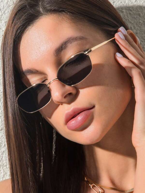 1 Stück schmaler quadratischer Retro-Modebrillen für Herren & Damen, geometrische Form Sonnenbrillen