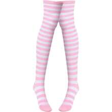 ABAFIP Women Cute Kawaii Anime Lingerie Set Halter Strap Micro Bra Tiny Panty Garter Belt Striped Stockings 4Pcs Underwear - Hồng - Xem 6