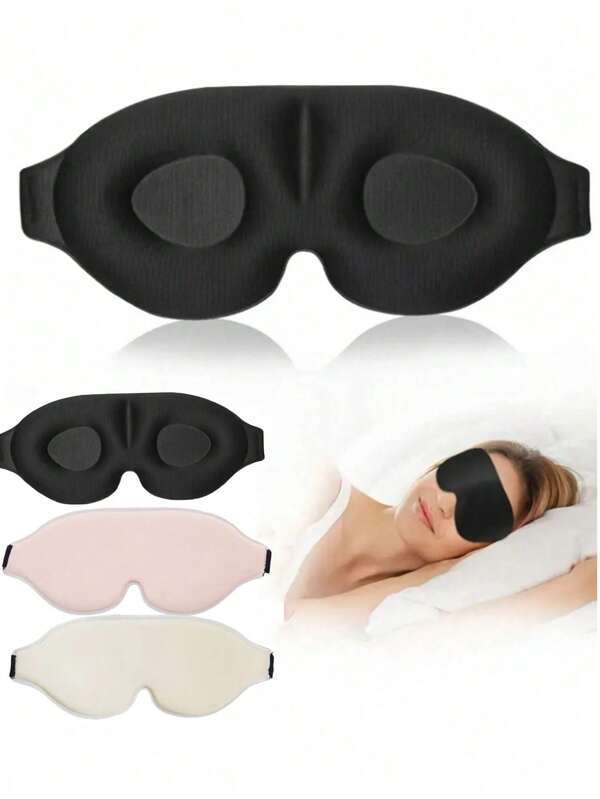 2-1 3D slaapmasker voor de ogen, 3D driedimensionaal slaapmasker voor de ogen, geschikt voor mannen en vrouwen, ontworpen voor dutjes en slapen, helpt vermoeidheid te verlichten, ademend, lichtblokkerend, zacht, verstelbaar om een diepe slaap te bevorderen, zeer geschikt voor reizen en dutjes, unisex, geen druk.