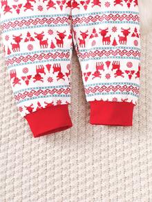 3件套新生男宝宝休闲针织熊猫印花长袖连体衣+熊猫印花裤子+帽子套装 - 紅色 - 查看 9