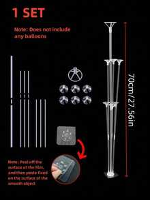 مجموعتان من حامل ديكور طاولة البالونات بطول 70 سم وب- 7 رؤوس، يمكن لصقه، مناسب لديكور الزفاف والطاولة والتخرج والمناسبات والأعياد (البالونات غير مشمولة)