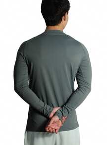 Men's Second Skin Thermal Polyamide Long Sleeve Anti-Odor UV50+ Protection Raglan Gym Training Running T-Shirt - Xám - Xem 5