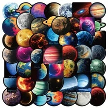 Halloween Back To School Label Process Stickers 1 Pack Of 50 Universe Planets Graffiti Stickers Electric Vehicle Helmet TV Water Cup Trolley Case Stickers