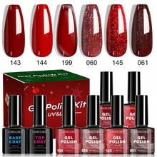LIMEGIRL Set di smalti gel natalizi LIMEGIRL da 8 ml: 6 colori natalizi - verde, bordeaux, rosso, oro, argento. Set di smalti gel natalizi con base e top coat, adatto per donne e ragazze per arte di unghie, manicure, design unghie fai-da-te in salone