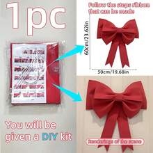 1pc Extra Large 50cm X 75cm (19.7" X 29.5") Elegant Red Decorative - Oversized Plastic Bow, Suitable For Christmas Tree, Wedding, Party, New Year, Valentine's Day - Indoor/Outdoor Hanging Decor, No Power Needed, Easy To Hang With Ribbon - Fits Home, Entryway, Photo Backdrop - Suitable For Beginners And Experts, Holiday Decor, Decorative Bow Design, Holiday Decoration Home Decor Christmas Decorations Room Decor