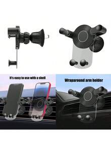 重力汽车出风口手机支架，通用型拥抱式车载手机支架 - 彩色 - 查看 2