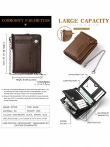 1 szt., męska retro torba antykradzieżowa na karty, portfel na karty kredytowe, metalowy łańcuszek, wielofunkcyjny portfel antykradzieżowy, woreczek na karty z wieloma przegródkami, woreczek na dowód osobisty. Karty antyrozmagnesowujące są bezproblemowe i nie powodują problemów, co czyni je najlepszym prezentem dla mężczyzn.