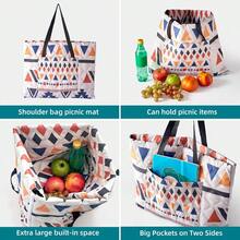 Outdoor Packable Picnic Blanket With Zipper Folds Into Tote Bag With Large Storage And Shoulder Strap Waterproof Sandproof For Lawn Beach Hiking Camping Colorful2 Large