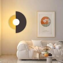 壁灯 室内壁灯 卧室 - 卧室灯 黑金复古壁灯 玻璃和金属 现代设计 E14 圆形楼梯灯 适用于门厅 床 走廊（无灯泡） - 半圓款 - 查看 2