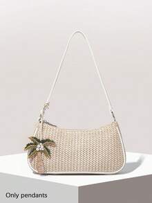 简约时尚假日包包挂饰，撞色串珠仿椰子树吊坠，精致迷你尺寸，吸睛装饰，独特设计，日常百搭，适合海滩度假搭配包包和服饰，串珠镶嵌珍珠，手工制作 - 彩色 - 查看 4