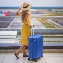 20-Inch ABS Hard Shell Suitcase With Diamond Pattern - Navy Blue - Blue - View 7