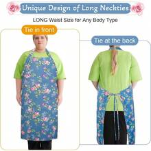 Plus Size Floral Aprons Women, Adjustable Kitchen Aprons With 2 Pockets Vintage Floral Aprons Gifts, 39x 39 In - Màu xanh hải quân - Xem 5