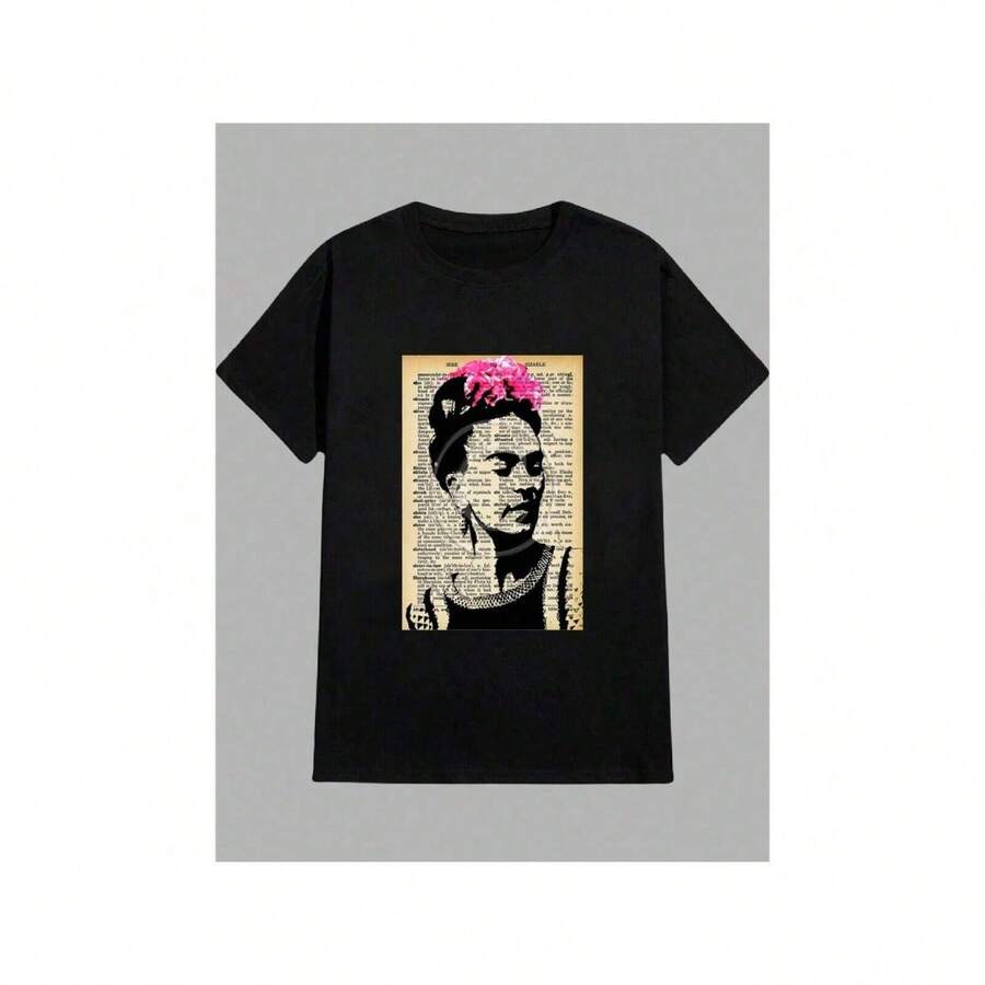 Frida Khalo Streetwear T-Shirt Women Empowerment Street Fashion Urban Culture Skaters Unisex Male Female 100% Cotton Premium Top Streetwear New Release Immediate Shipping Various Colors!! Plus Size - 黑色 - 查看 1
