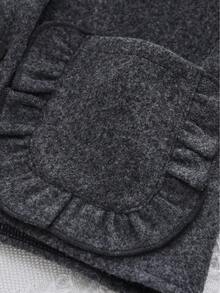 2pcs Girls Winter Outfit, Gray Tweed Long Sleeve Single-Breasted Pocket Jacket And Pleated Skirt Set - Grey - View 5
