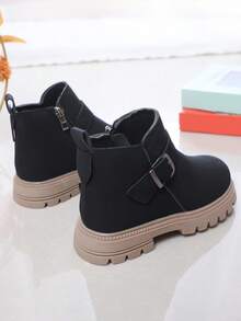 1 双女童简约时尚舒适百搭室内/室外休闲低帮靴，适合春秋季节 - 黑色 - 查看 6