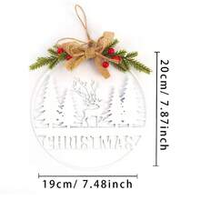 1pc Christmas Ironwork Hollowed-Out Decorative Pendant,"Christmas" Pine Deer Bow Metal Hollowed-Out Ornament,Christmas Creative And Simple Garland Doorplate,New Year Christmas Party Decoration