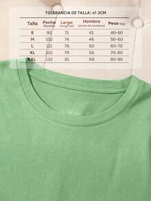 Camiseta para Mujer Playeras con Letra Manuscrita Straits Estilo Casual.Top versátil de moda diaria para mujer - verde menta - Ver 3