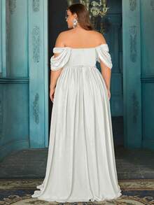 QOQ Plus Size Bridesmaid Dress, Summer High-End Women's Formal Dress, Romantic Wedding, Formal Event, Wedding Guest Solid Color Chiffon Maxi Dress - White - View 2