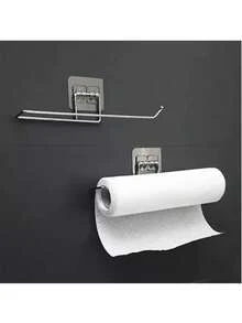 1 Piece Stainless Steel Heavy-Duty Wall-Mounted Paper Towel Holder (No Drilling Required) – Space-Saving, Drill-Free Installation, Modern Minimalist Design For Bathroom Storage, Suitable For Kitchen, Bathroom, Office, Restaurant – Easy To Install, Dual Function As Towel Rack & Towel Hook – Adhesive-Backed, Wall-Mounted, Ideal For Small Spaces, Durable Structure, Perfect For Apartment Living