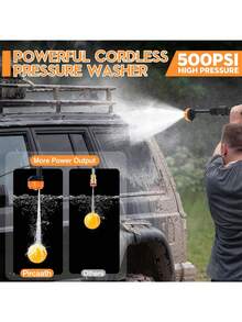 Cordless High Pressure Washer, Portable Power Washer, Handheld High Pressure Car Wash Gun With Foam Sprayer, With Rechargeable 6.0Ah Battery, 5 Meter Hose, Pressure 1.2MPA, For Car, Floor, Yard Cleaning And Watering