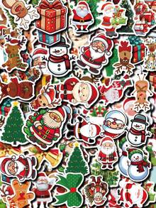 50 Stücke Weihnachts-Themen Aufkleber, PVC Aufkleber, Handyhüllen, Laptops, Wasserflaschen, unregelmäßig geformte selbstklebende Einweg-Feiertags-Dekorationen, Weihnachts- und Neujahrgeschenke