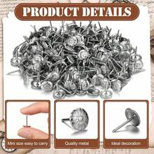 100 Pcs Upholstery Tacks For Decorative Furniture Upholstery Nails 11*16MM Vintage Head Diameter Brass Daisy Thumb Tack Push Pin Furniture DIY Decorative