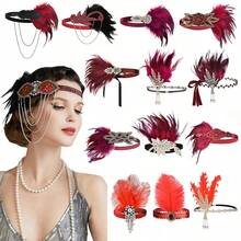 D EXCEED 1/3/4 PCS 20 世纪 20 年代装饰艺术风格轻佻女郎配饰 3 件套 - 仿羽毛头带、仿珍珠项链和手套，适合盖茨比茶会、母亲节、赛马俱乐部和复古主题活动