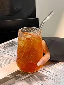 Taza Remolino, Taza Rayada Retro, Taza de Café con Hielo, Taza Acanalada, Taza de Agua Creativa, Taza de Desayuno, Cristalería Retro Hermosa, Taza sin Asa, Apta para Beber Agua, Leche, Avena, Cerveza, Cócteles