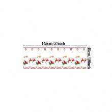 1 件现代简约彩色刺绣薄纱窗帘，刺绣圣诞老人和驯鹿透明短窗帘布，适用于客厅、卧室、厨房、小窗户的圣诞装饰，圣诞礼物 - 紅綠色 - 查看 11