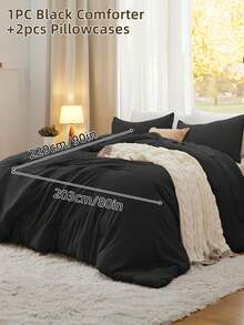 South Life 3pcs Comforter Set, Bedding, Cozy And Warm Bedding, Solid Color, Easy Care And Comfortable, Breathable Bed Set, For Twin, Full, King, Queen Bed Sizes, Suitable For Bedroom, Guest Room, Dormitory, School Bedding Dorm Essentials, All Seasons, Meticulous Festival Gifts, Machine Washable, 1 Comforter And 2 Pcs Pillowcases, Fathers Day Gift, Birthday Decorations, Grad Party Decor, Fathers Day Decor, Graduation Gift, Birthday Gift - Nhiều màu - Xem 14