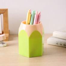 1/2/5pcs Pencil Shaped Cups, Suitable For Classroom Pencil Dispenser, Bulk Cute Pencil Storage Box, Desktop Colorful Makeup Brush Container, Decor For School, Home And Office, Great Back To School Gift, Birthday Gift For Friends, Halloween, Christmas Holiday Present