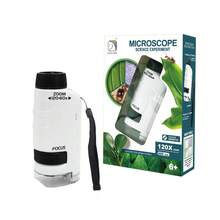 60x-120x Microscopio portátil para niños con zoom, microscopio de mano mini STEM y juguete científico, microscopio de bolsillo LED, microscopio de pequeño científico, regalo para niños y niñas de 6+ años, blanco y azul - Multicolor - Ver 12