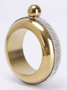 定制304不锈钢水晶手镯酒壶 – 3.5盎司圆形彩色激光雕刻酒壶，镶嵌水钻，是送给她的完美新年和情人节礼物