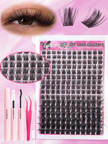 640/418/192pcs DIY Lash Cluster Kit, 30D/40D/50D Lash Extensions, D Curl, Voluminous & Thick Style, Mixed Lengths 9-16mm - Long-Lasting, Natural Look, Reusable - Including Adhesive And Sealing Tweezer Brush - Suitable For Beginners, Daily Wear, Parties Or Travellash Clusters Kit,Lashes,Eyelashes,Fake Lashes - 黑色 - 查看 5