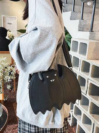 กระเป๋าสะพายข้างหนัง PU ลายค้างคาวสำหรับผู้หญิง, กระเป๋าสะพายไหล่ลายสัตว์ตลก, กระเป๋าสะพายข้างลายสัตว์โกธิค, ของขวัญที่ดีสำหรับฮาโลวีน