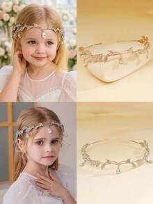 1 قطعة شريط شعر على شكل ورقة مرصع بالراين على طراز الأميرة للبنات، مناسب للارتداء اليومي، الحفلات، أعياد الميلاد، الرقص، عروض المدرسة، المنصة، التصوير الفوتوغرافي، إكسسوار شعر أنيق وجميل
