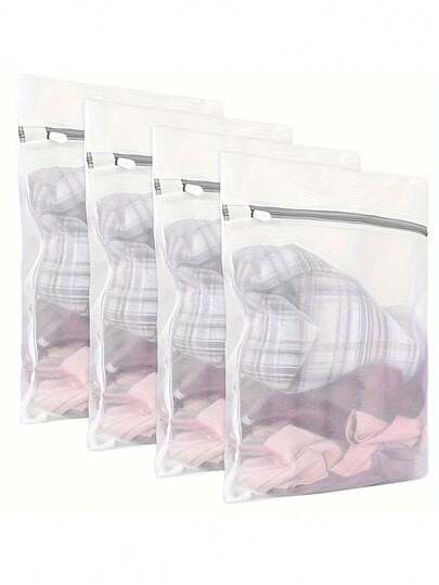 4 Packs Large Mesh Laundry Bags With Durable Polyester Fabric, Rectangle Zippered Design, Multipurpose Wash Bags For Delicates, Socks, Underwear, Pants, Shoes, Masks, And Travel Storage – Breathable, Reusable And Color-Protective Organizer For Home, Gym, And Suitcase, Quick-Access Zipper Closures, Gentle Machine Wash, Visible Mesh Design, Sturdy Seams, Ideal For Travelers And Families