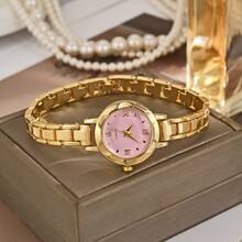 2025 Hochwertige Lässig Quarz Uhr für Frauen mit Edelstahlarmband, rundes Zifferblatt, Kratzfest für den täglichen Gebrauch