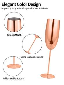 2 件优雅金属香槟杯 - 采用不锈钢材质，玫瑰金高端纹理酒杯，防摔且易于清洁，适合婚礼、派对和庆祝活动 - 圣诞节和万圣节节日礼物 - 彩色 - 查看 7