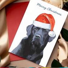 1 pezzo, Carta di Natale affascinante con Labrador nero e busta. - Perfetta per famiglia e amici, design festivo, regalo ideale per gli amanti degli animali domestici (12cm/4.7in X 17cm/6.7in)