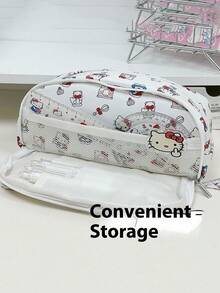 Sanrio Sanrio 1pc Sanrio KT Cat Drawstring Pencil Case, Cute Hello Kitty Stationery Storage Bag, Student Large Capacity Pencil Case, Cute Cartoon Design, Polyester Material, Waterproof And Stain Resistant, Suitable For School And Office Supplies, Essential Learning Supplies For Returning To School,For School Supplies,Back To School Random Delivery