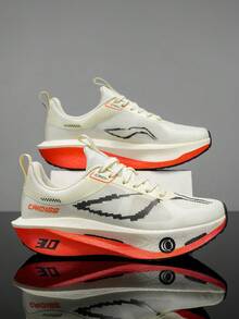 男士跑步鞋，运动交叉训练鞋，减震防滑，鞋底耐用，透气网眼鞋面，防滑慢跑鞋，软底健身运动耐用舒适轻便运动鞋 - 米色 - 查看 14