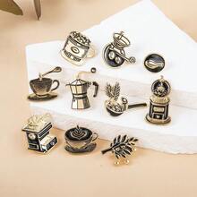 Coffee Beans Coffee Cup Latte Art Coffee Machine Barista Creative Theme Brooch Multi-Functional Decoration Clothing Accessories - 08280106 - 查看 1