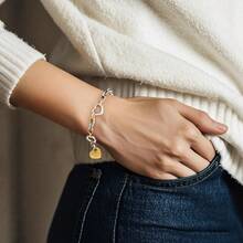 Charm Bracelet For Women Teen Girls, Verse Bracelet Stainless Steel 18K Gold Plated Bracelet Love Pendant Link Chain OT Clasp, Birthday Christmas Jewelry Gift For Mother Her - 6 銀吊墜 - 查看 2