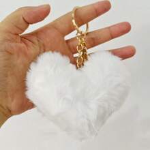 4pcs Set Heart Plush Bag Pendant Charm,Pompom Keychain,Cute Multicolor Keyring For Backpack Wallet Coin Purse