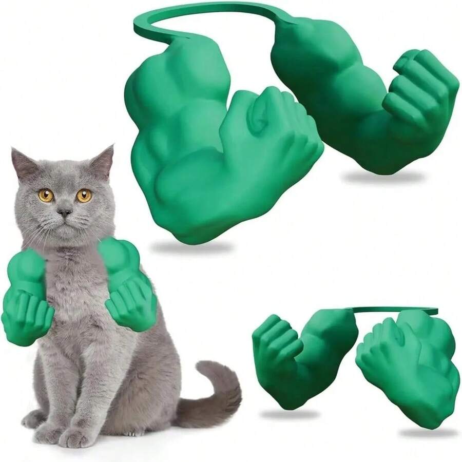 Accesorio de disfraz divertido de brazos musculosos 3D impresos para el cuello de gato para Halloween. Gatos con brazos musculosos para suministros de fiesta de gatitos, disfraz de cosplay, Halloween, Pascua, Navidad